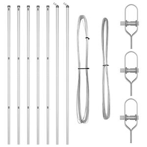 vidaXL Kerítoszlopok 7 pcs Ezüst Ø32mm 210 cm Horganyzott acél