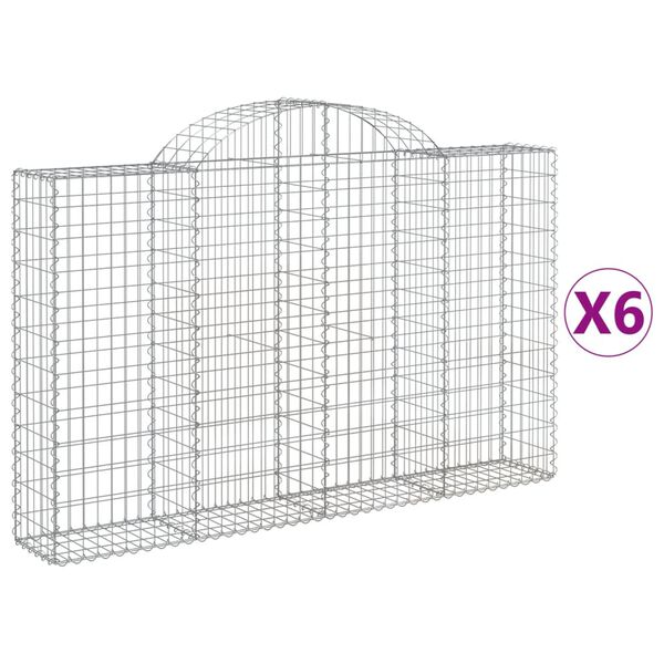 vidaXL 6 db íves horganyzott vas gabion kosár 200x30x120/140 cm