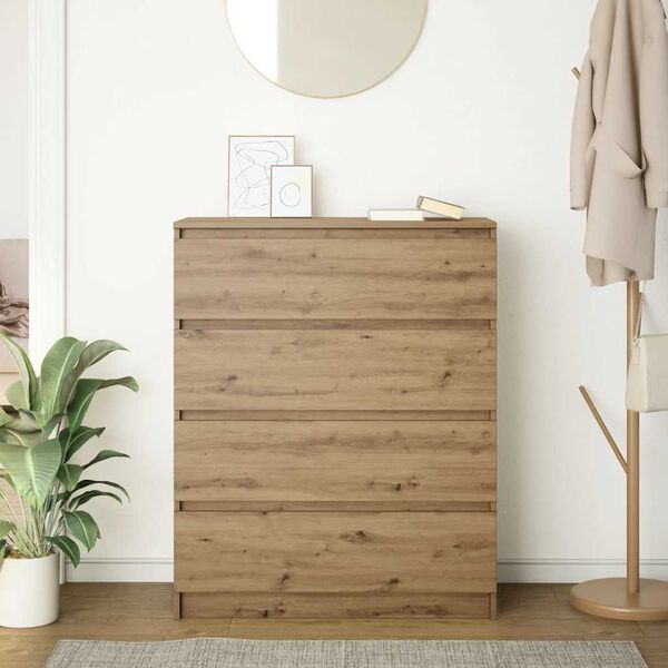 vidaXL k&eacute;zműves t&ouml;lgy sz&iacute;nű szerelt fa t&aacute;lal&oacute;szekr&eacute;ny 80x35x99 cm