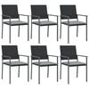 vidaXL 6 db fekete polyrattan kerti sz&eacute;k p&aacute;rn&aacute;val 54x62,5x89 cm