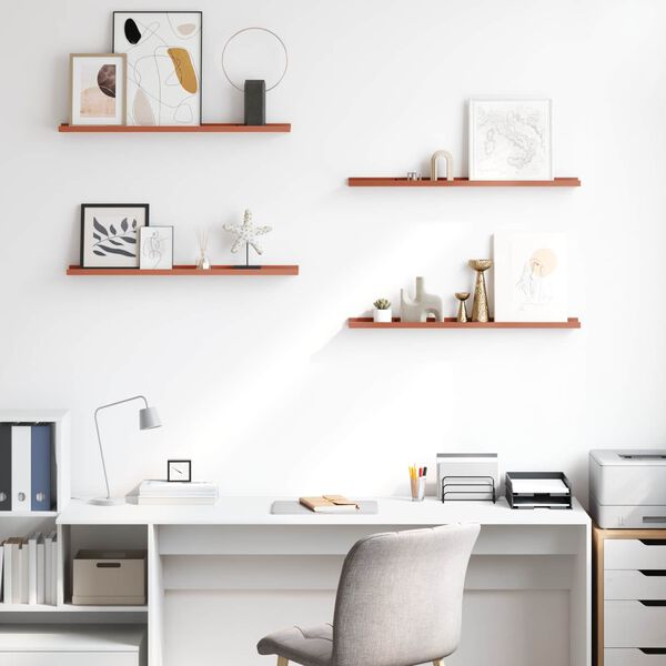 vidaXL Falpolc polcokkal t&aacute;rol&oacute;val 4 pcs Piros 80 x 9 x 3 cm Faanyag