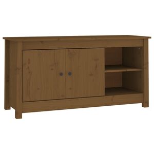 vidaXL m&eacute;zbarna t&ouml;m&ouml;r fenyőfa TV-szekr&eacute;ny 103 x 36,5 x 52 cm