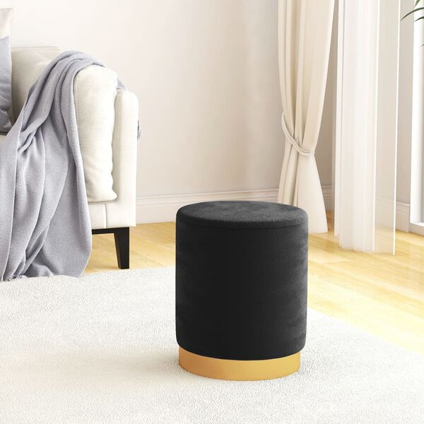 vidaXL fekete kerek bársonyülőke tárolóval 31 x 37 cm