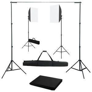 vidaXL fot&oacute;st&uacute;di&oacute;-felszerel&eacute;s softbox l&aacute;mp&aacute;kkal &eacute;s h&aacute;tt&eacute;rrel