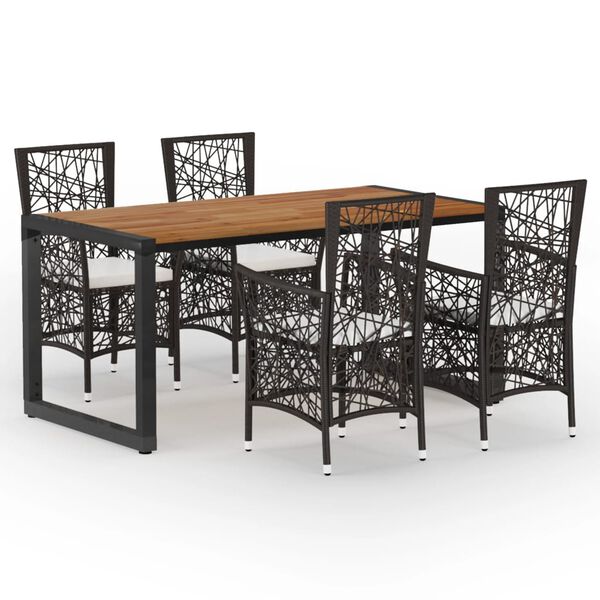 vidaXL 5 r&eacute;szes barna kerti &eacute;tkezőgarnit&uacute;ra