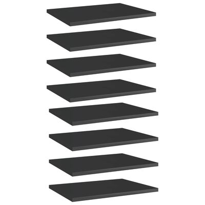 vidaXL 8 db magasfényű fekete forgácslap könyvespolc 40 x 30 x 1,5 cm