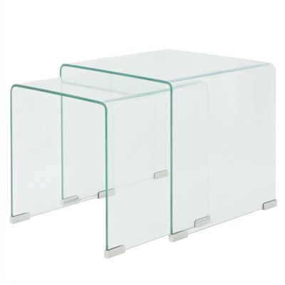 vidaXL Két részes egymásba rakható asztal szett edzett üvegből