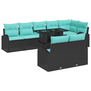 vidaXL Kerti Kanap&eacute; Szett t&aacute;rol&oacute;val 9 pcs Fekete Poli rattan