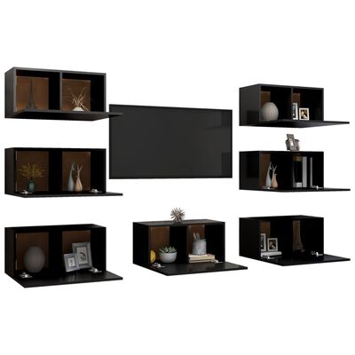 vidaXL 7 db fekete forgácslap TV-szekrény 30,5 x 30 x 60 cm