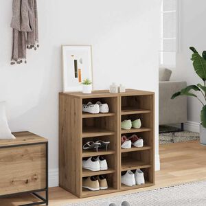 vidaXL 2 db k&eacute;zműves t&ouml;lgy sz&iacute;nű szerelt fa cipőszekr&eacute;ny 32x35x70 cm
