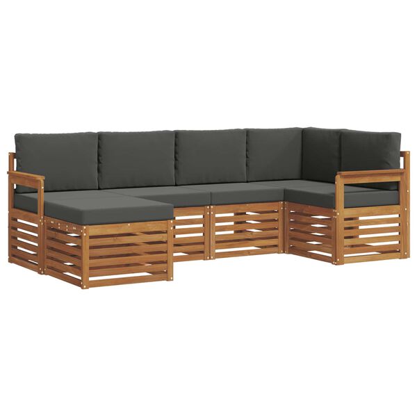 vidaXL Szegment&aacute;lt kanap&eacute; szett p&aacute;rn&aacute;val 6 pcs Term&eacute;szetes &eacute;s antracit