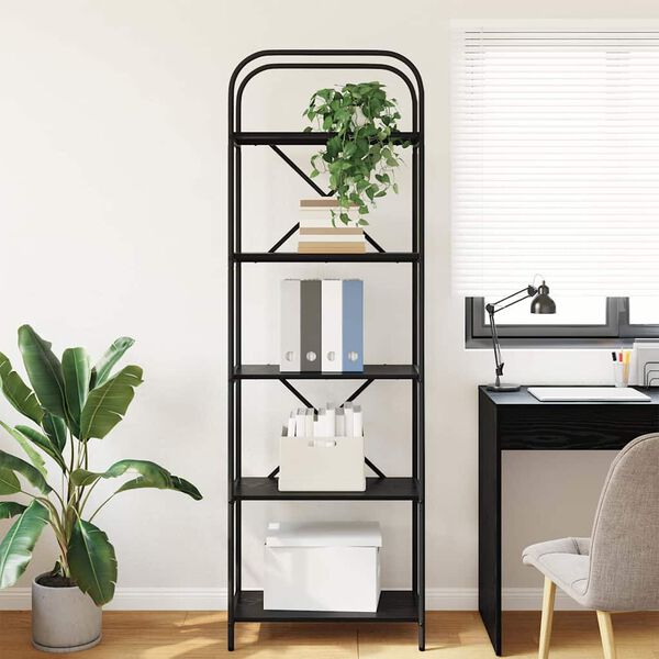 vidaXL K&ouml;nyvespolc Fekete t&ouml;lgy 60 x 30 x 183 cm Faanyag