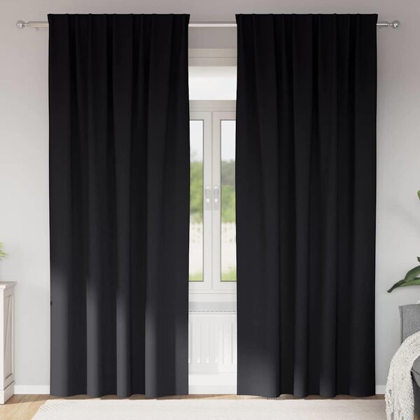 vidaXL Fekete F&uuml;gg&ouml;ny Gyűrűkkel 2 pcs Fekete 260 x 140 cm Poli&eacute;szter