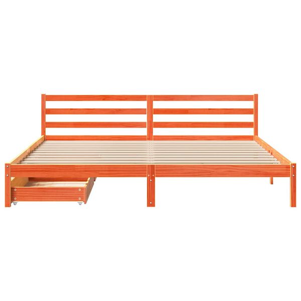 vidaXL viaszbarna tömör fenyőfa ágy matrac nélkül 180 x 200 cm