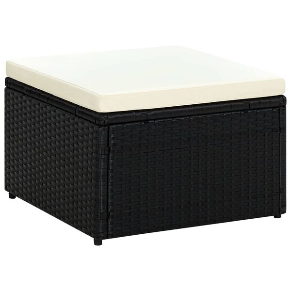vidaXL Fekete polyrattan ottom&aacute;n zs&aacute;moly 53x53x30