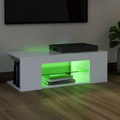 vidaXL fehér TV-szekrény LED-lámpákkal 90 x 39 x 30 cm