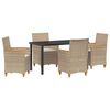 vidaXL Kert étkező szett 5 pcs Bézs polirattan