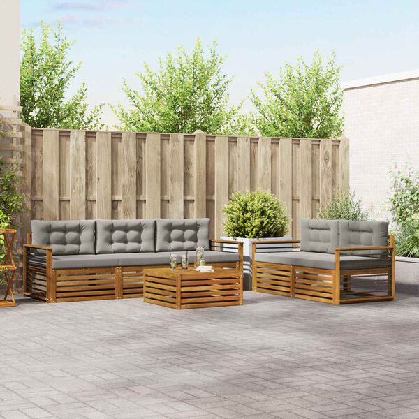 vidaXL K&uuml;lt&eacute;ri kanap&eacute; szett 6 pcs Term&eacute;szetes &eacute;s Vil&aacute;gossz&uuml;rke