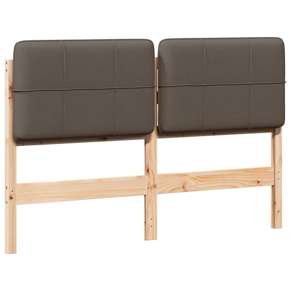 vidaXL K&aacute;rpitozott fejt&aacute;mla Barna &eacute;s taupe 140 cm T&ouml;m&ouml;r fenyőfa