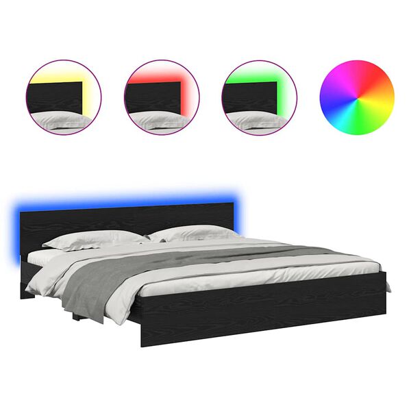 vidaXL &Aacute;gykeret LED -es l&aacute;mp&aacute;kkal Fekete t&ouml;lgy 200 x 200 cm Faanyag