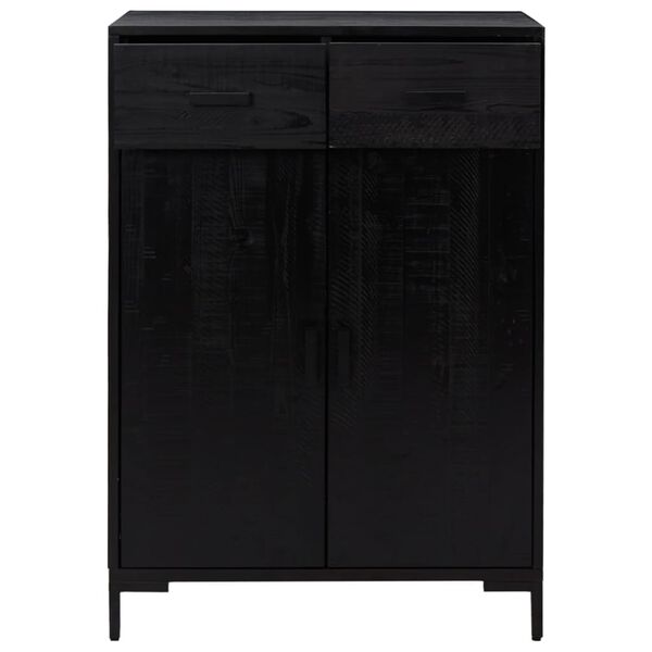 vidaXL fekete tömör újrahasznosított fenyőfa cipőtartó 75x40x110 cm