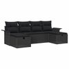 vidaXL Kerti Kanap&eacute; Szett p&aacute;rn&aacute;val t&aacute;rol&oacute;val 6 pcs Fekete Poli rattan