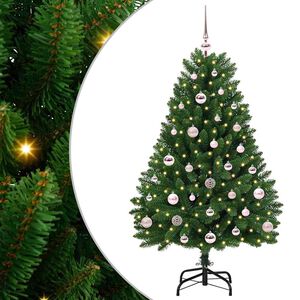 vidaXL Mű kar&aacute;csonyfa 120 cm 150 LED Meleg feh&eacute;r PVC &eacute;s Ac&eacute;l Z&ouml;ld