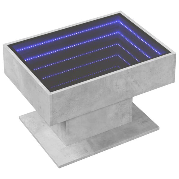 vidaXL betonsz&uuml;rke szerelt fa doh&aacute;nyz&oacute;asztal LED-del 70 x 50 x 45 cm