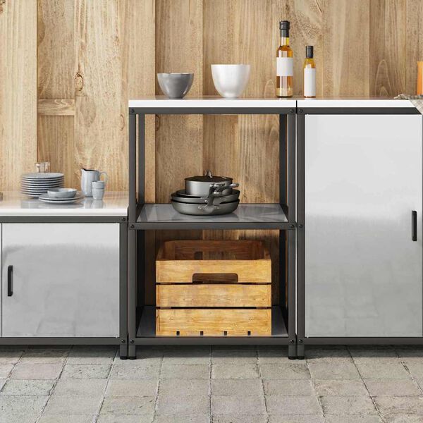 vidaXL Konyhai T&aacute;rol&aacute;s polcokkal t&aacute;rol&oacute;val Ez&uuml;st 60 x 50 x 92 cm Ac&eacute;l