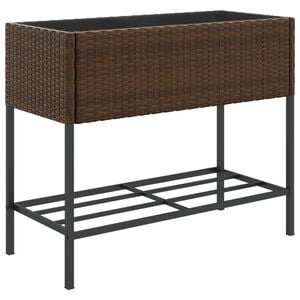vidaXL barna polyrattan kerti &uuml;ltetől&aacute;da polccal