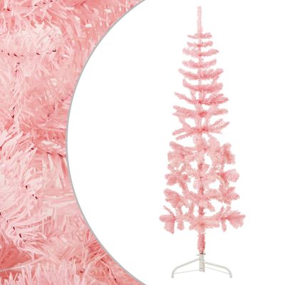 vidaXL rózsaszín vékony fél műkarácsonyfa állvánnyal 150 cm