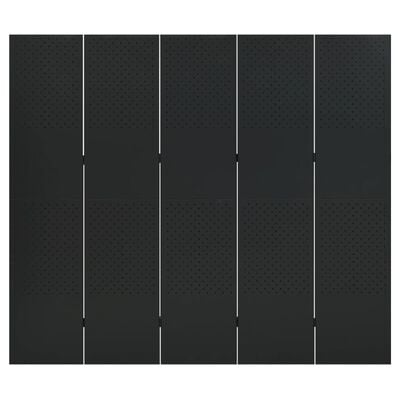 vidaXL fekete acél 5-paneles paraván 200 x 180 cm