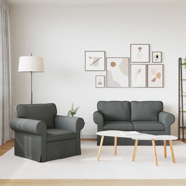 vidaXL Kanap&eacute; Szett 2 pcs S&ouml;t&eacute;tsz&uuml;rke 155 x 82 x 80 cm sz&ouml;vet