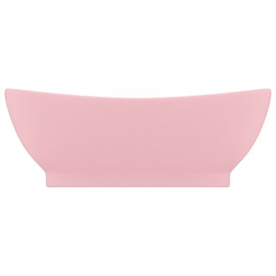 vidaXL ovális matt rózsaszín kerámia mosdókagyló túlfolyóval 58,5x39cm