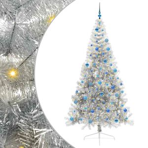 vidaXL Mesters&eacute;ges, előre vil&aacute;g&iacute;tott kar&aacute;csonyi fa Ez&uuml;st 240 cm PET