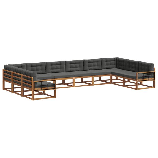 vidaXL K&uuml;lt&eacute;ri kanap&eacute; szett p&aacute;rn&aacute;val 10 pcs Term&eacute;szetes &eacute;s antracit