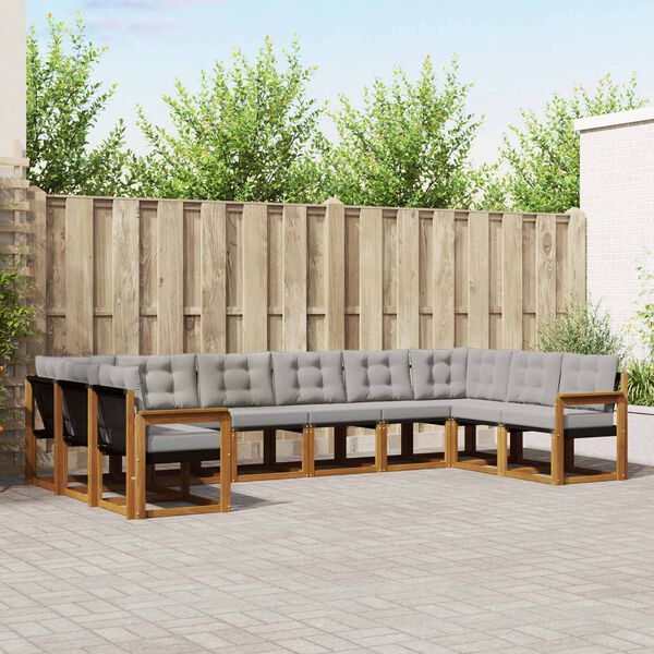 vidaXL K&uuml;lt&eacute;ri kanap&eacute; szett 10 pcs Term&eacute;szetes &eacute;s Vil&aacute;gossz&uuml;rke