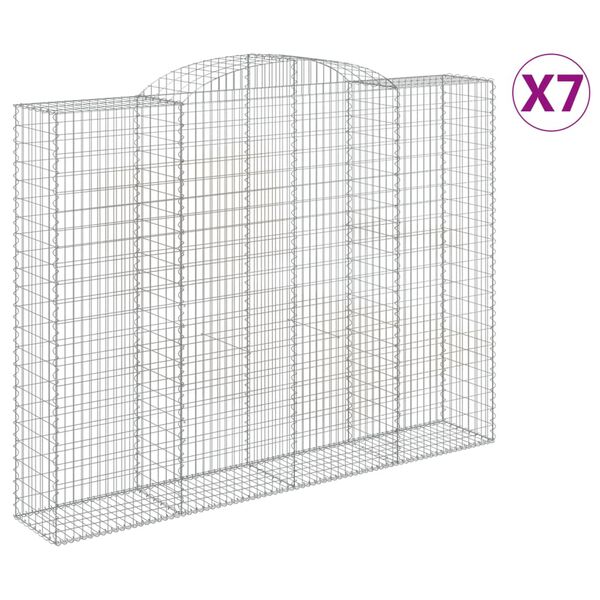 vidaXL 7 db &iacute;ves horganyzott vas gabion kos&aacute;r 300x50x220/240 cm