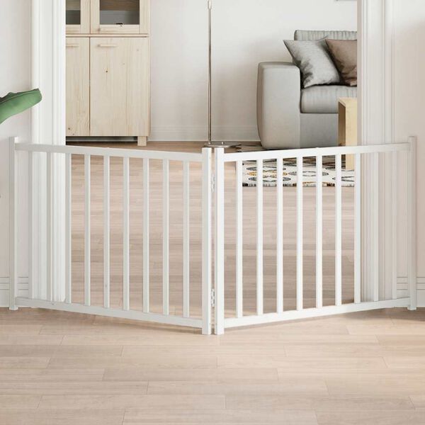 vidaXL feh&eacute;r t&ouml;m&ouml;r fenyőfa 2 paneles &ouml;sszecsukhat&oacute; kutyakapu 160 cm