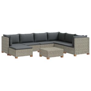 vidaXL 8 db Rattan Kerti B&uacute;tor K&eacute;szlet P&aacute;rn&aacute;kkal GENDT Kubu Sz&uuml;rke