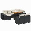 vidaXL 11 r&eacute;szes fekete polyrattan kerti &uuml;lőgarnit&uacute;ra p&aacute;rn&aacute;kkal