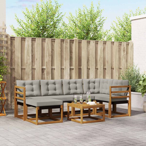 vidaXL K&uuml;lt&eacute;ri kanap&eacute; szett 7 pcs Term&eacute;szetes &eacute;s Vil&aacute;gossz&uuml;rke