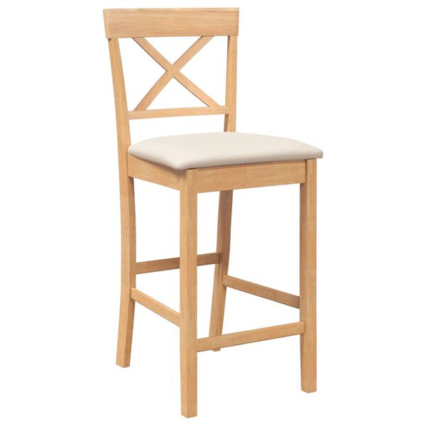 vidaXL 2 db természetes tömörfa gumiból bárszékek párnákkal