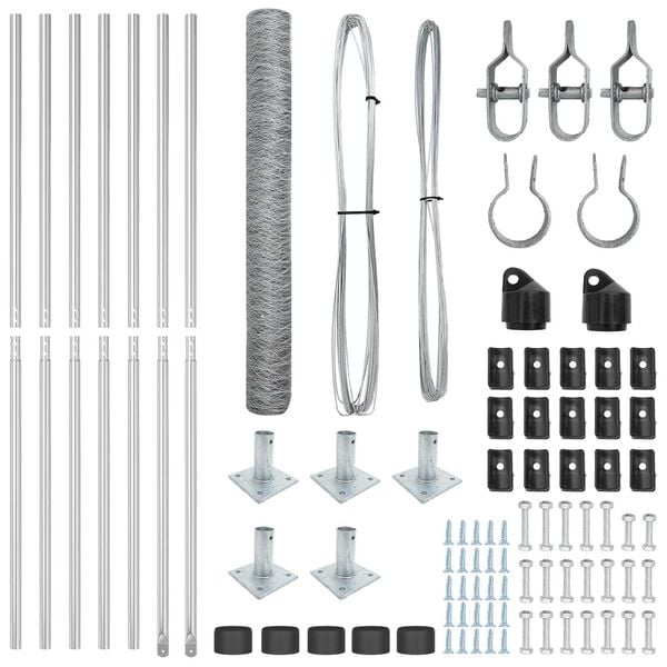 vidaXL Kerítés oszlopokkal Ezüst 1 x 10 m PVC-bevonatos acél