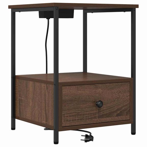 vidaXL &Eacute;jjeliszekr&eacute;ny fi&oacute;kkal Barna T&ouml;lgy 42 x 41 x 56 cm Faanyag