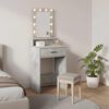 vidaXL Öltözködőasztal tükör lámpákkal Szürke 50 x 41 x 140 cm Faanyag