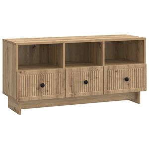 vidaXL TV szekr&eacute;ny K&eacute;zműves T&ouml;lgy 102 x 34,5 x 50 cm Szerelt Fa