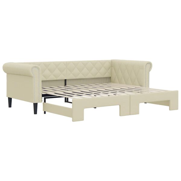 vidaXL kr&eacute;msz&iacute;nű kih&uacute;zhat&oacute; műbőr heverő 90 x 200 cm