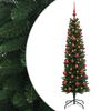 vidaXL Karcs&uacute; műkar&aacute;csonyfa g&ouml;mb&ouml;kkel 120 cm 150 LED Meleg feh&eacute;r