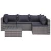vidaXL 5 r&eacute;szes sz&uuml;rke polyrattan kerti b&uacute;torszett p&aacute;rn&aacute;kkal